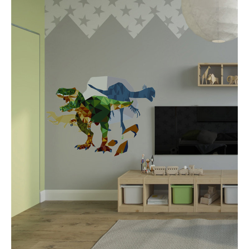 Décalcomanie murale dinosaure polygonal, H 33 po x l 36 po