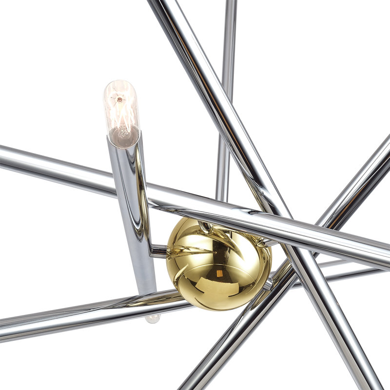 Lustre moyen 10 lumières bronze, Chrome poli
