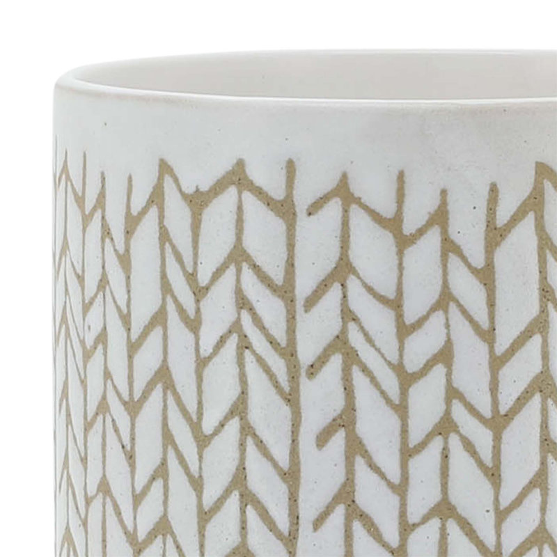 8" CHEVRON PLANTER W/ WOOD STAND
