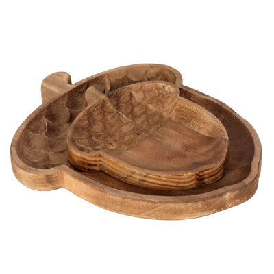 Set Of 2 Recycle Wooden Acron Bowls