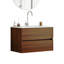 Meuble-lavabo mural 32 po avec deux tiroirs, système de fermeture en douceur, lavabo en céramique, conception sans poignée, bois massif, facile à installer, le robinet n'est pas inclus