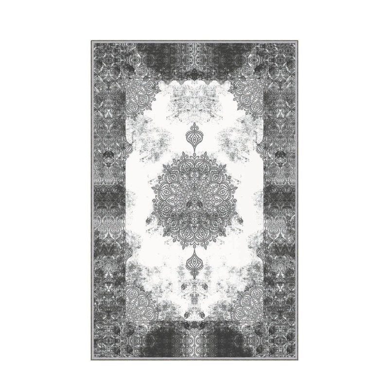 Tapis tissé élégant, 5,2 x 7,5 pieds | 100% polyester, hauteur des poils de 0,3 po, antibactérien, envers en PVC antidérapant | Lavable à la machine, impression numérique 3D | Parfait pour le salon, la chambre à coucher et la décoration intérieure