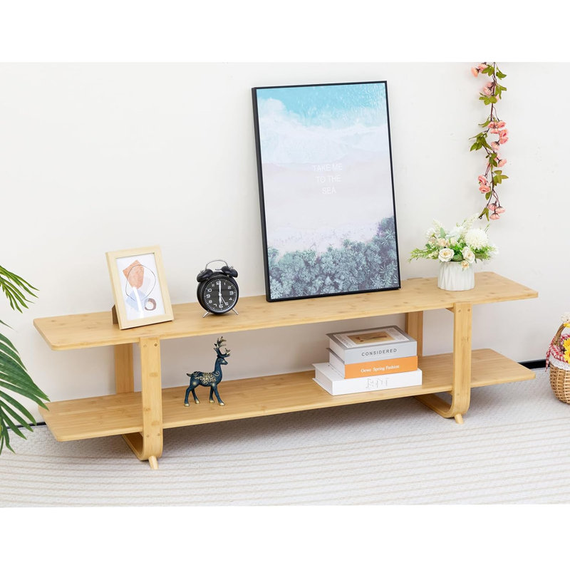 Burlywood Bamboo TV Stand with Storage for 65'' TVs