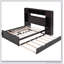 Lit double en bois avec armoire, tablette et prises tout-en-un-440432207