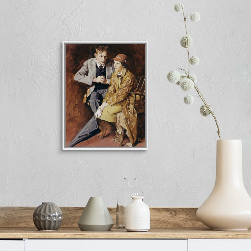 Tides of Memory - Study, art mural sur toile, Cadre flottant blanc, H 16 po x l 13 po x P 1,75 po