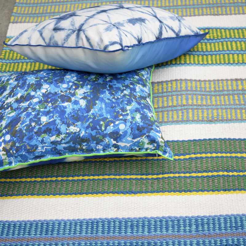 Mahakam Cobalt Outdoor Rug, Rectangle 3'11" x 5'11"