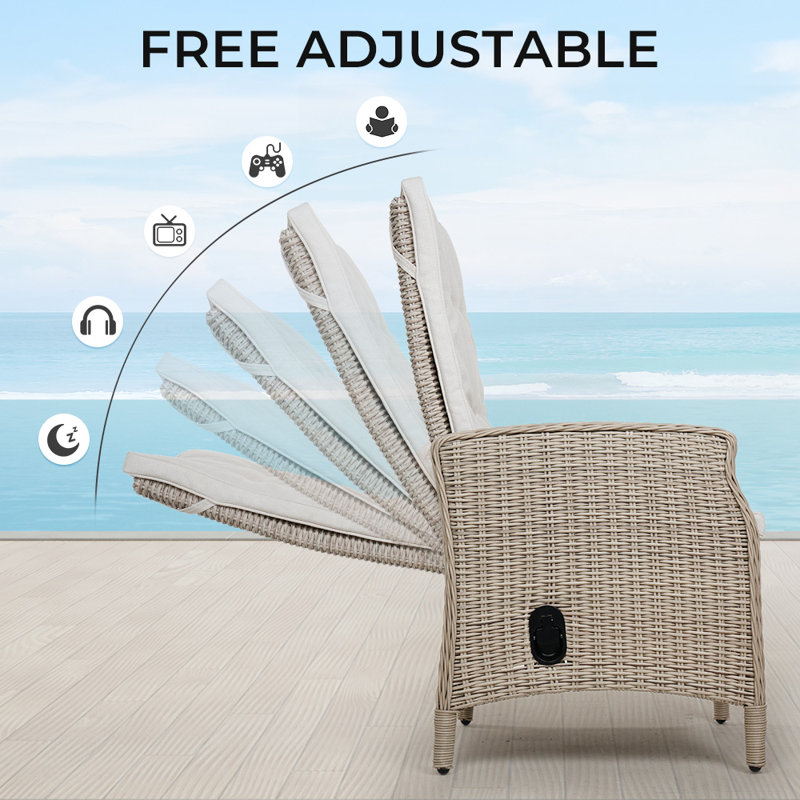 Ryott All-Weather Wicker Outdoor Recliner Chair with Sunbrella® Cushion (Set of 2)