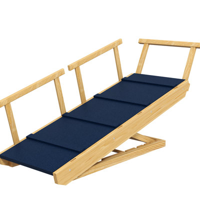 4 Height Adjustable Foldable Wooden Dog Ramp With Non-slip Liner, Ideal For Pets To Reach High Beds Or Sofas Smoothly And Confidently, Natural Wood Co