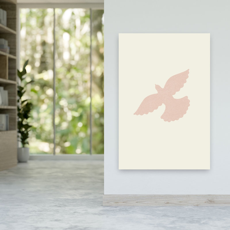Pink Dove Flight Serene Tranquil Contemporary Bird Wall Art Print 1 Piece Wrapped Canvas Wall Art, 152.4cm H x 101.6cm W