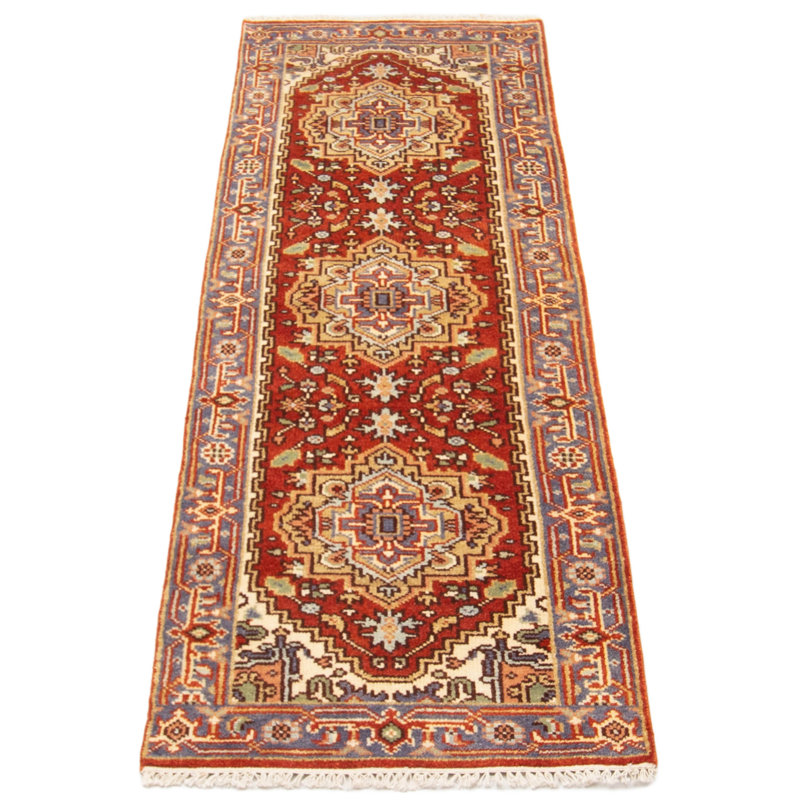 Tapis de couloir brun en laine noué à la main de conception unique 2 pi 6 po x 7 pi 11 po New Age