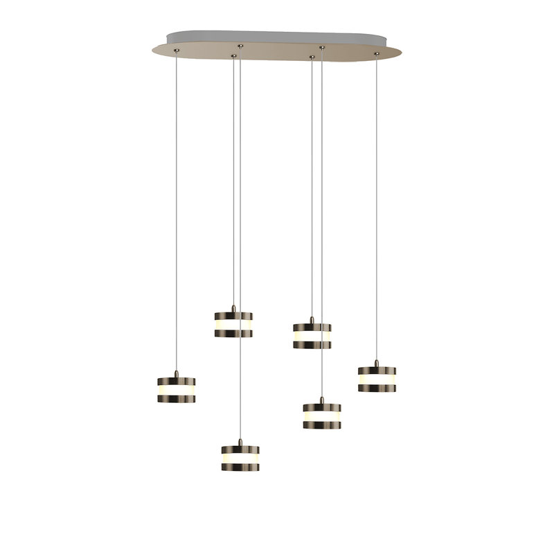Luminaire suspendu tambour en grappe à 6 lumières DEL Karter, Laiton brossé