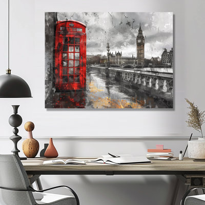 Cabine téléphonique rouge avec Big Ben de Londres I - City London Wall Ar Wall Art