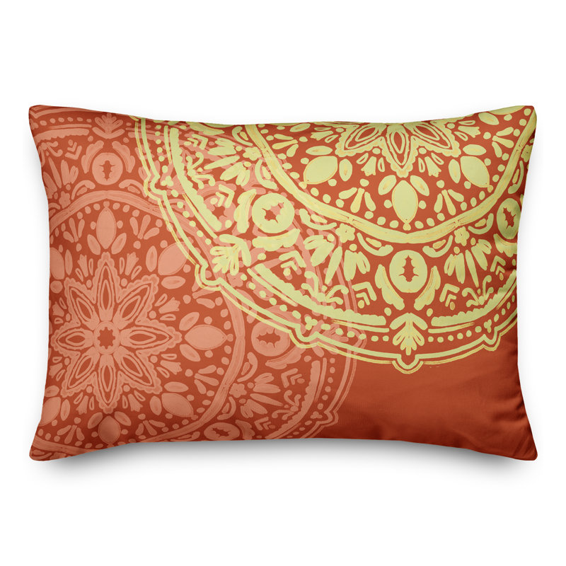 Housse et insert de coussin d'extérieur Juan, Orange, Floral 2