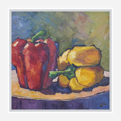 Peppers On Plate By John Beard - Gallery Wrapped Canvas Print