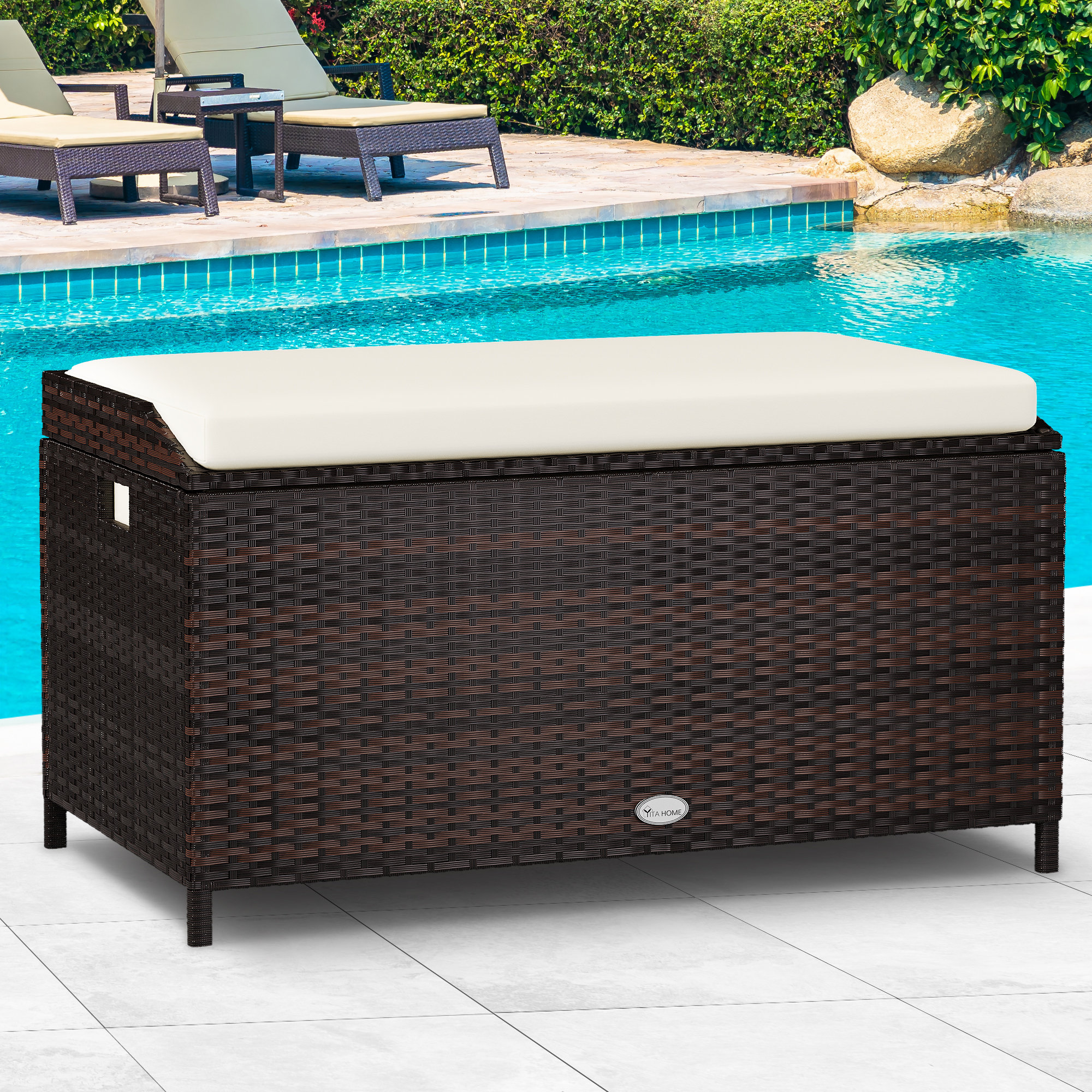 Outdoor Storage YITAHOME 230 Gallon Wicker Deck Box, XXL All
