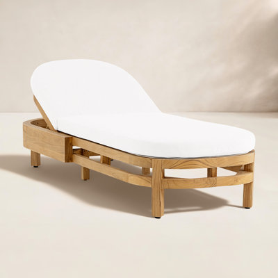 Everlee Outdoor Chaise Lounger, Sunbrella Canvas Natural FSC Teak