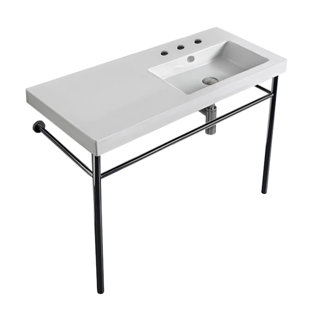 Ceramica Tecla By Nameeks Condal 17.72'' White Ceramic Rectangular Bathroom Sink with Overflow