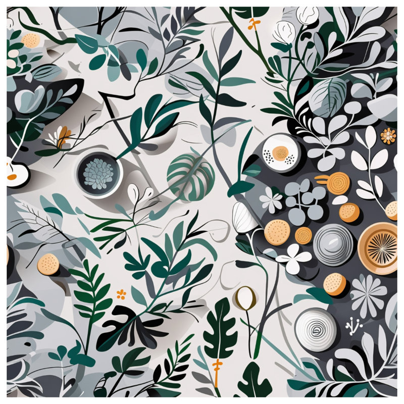 Tapisserie murale botanique - décoration murale florale, 50 po H x 60 po L avec 4 œillets