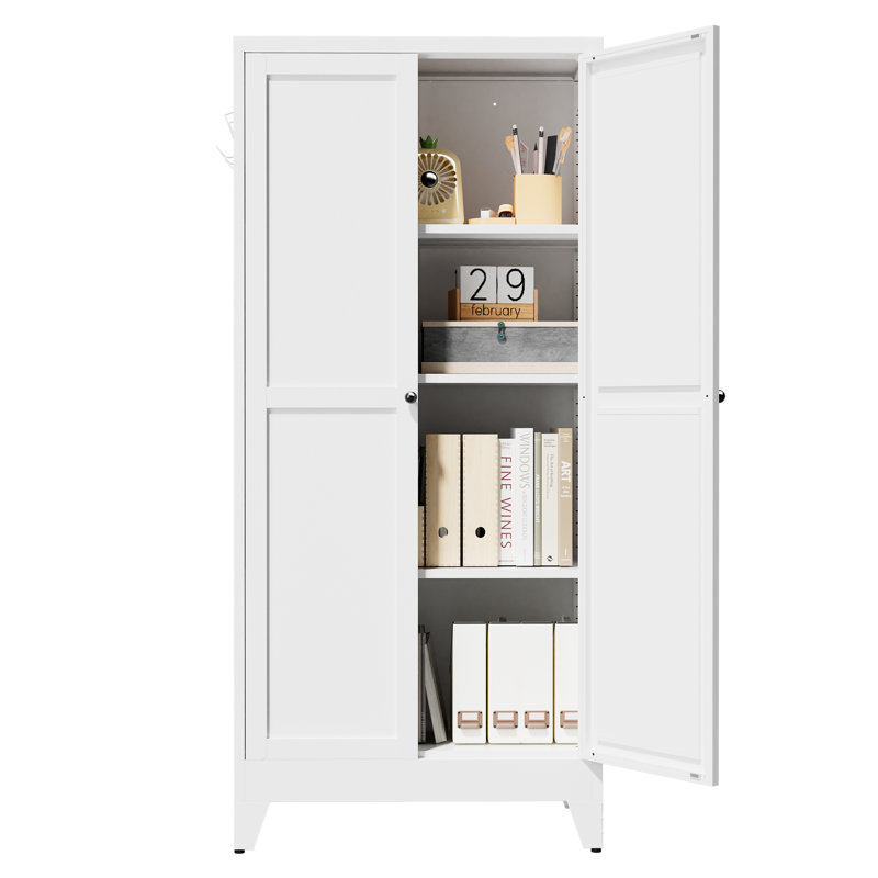 Armoire de cuisine en métal de 61 pouces avec 3 tablettes ajustables