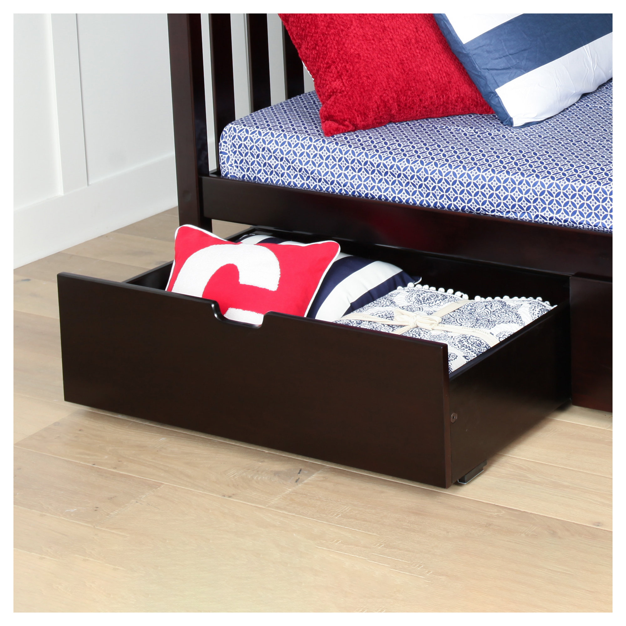 Bolles Kids Bunk Bed with Drawers, Espresso, Full over Full