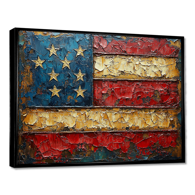 «Kulwinder - USA Patriotist», art mural, Noir, H 12 po x l 20 po, Impression encadrée flottante