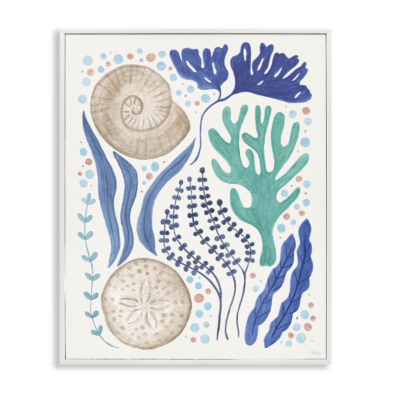  Giclée de vie marine éparpillée par Véronique Charron, H 20 po x l 16 po, Giclée encadrée blanc bord de mer