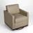 Modern Upholstered Cream Faux Leather Square Swivel Armchair with Matel Base-1904768635