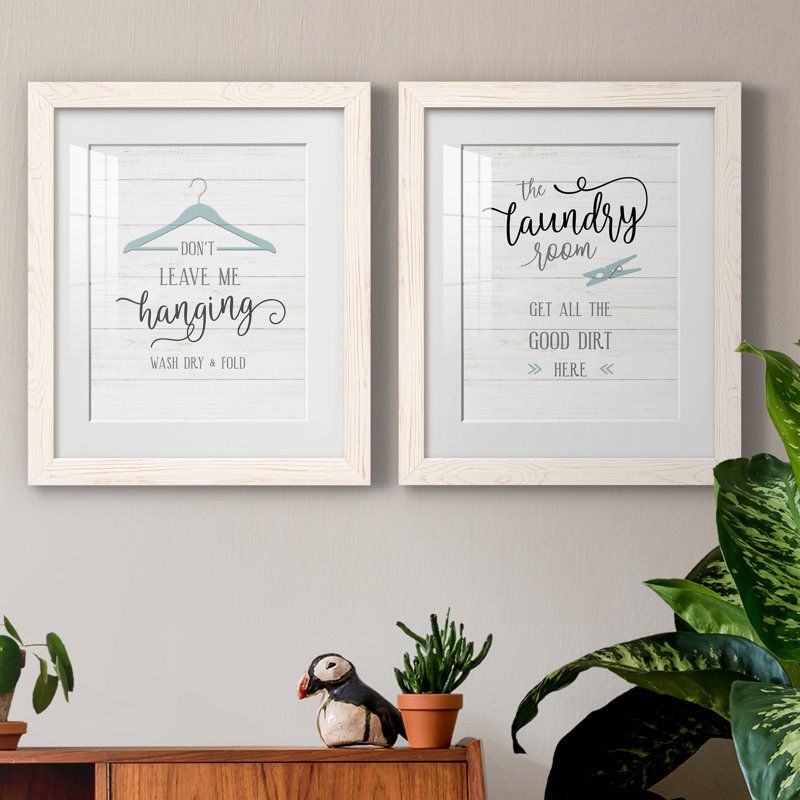 " Don't Leave " 2 - Pieces, 20" H x 34" W x 1.5" D, White Framed Paper