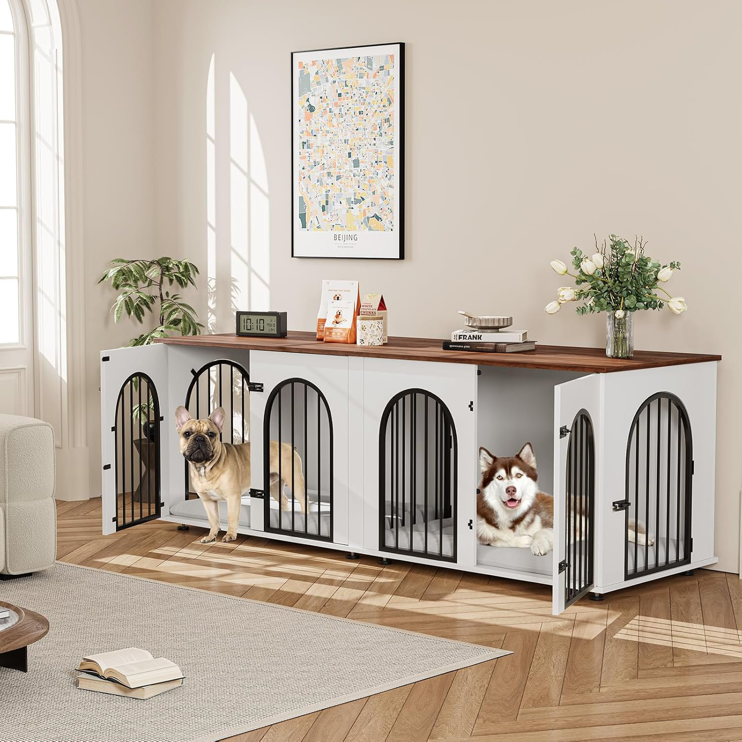 Tucker Murphy Pet™ Meuble télé 71 po pour 2 chiens, cage double en bois ...