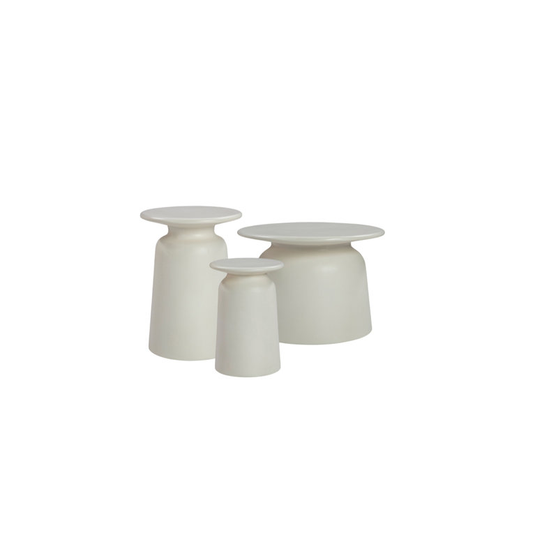 Bukovsko Indoor Outdoor 3-Piece Table Set In White Concrete Finish