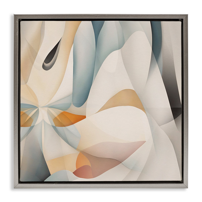 "Flowing Curved Shapes", art mural encadré par Noah Bay, H 18 po x l 18 po, Cadre flottant gris lustré