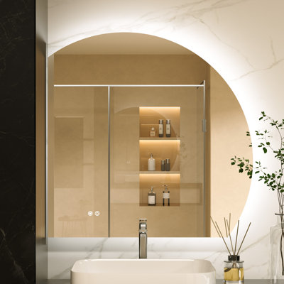 Miroir de salle de bain rond rétro-éclairé