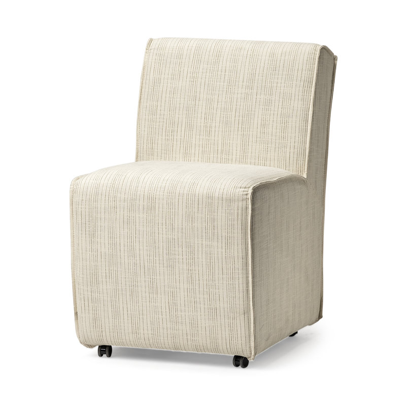 Chaise parsons rembourrée en lin Niana, Crème rayée