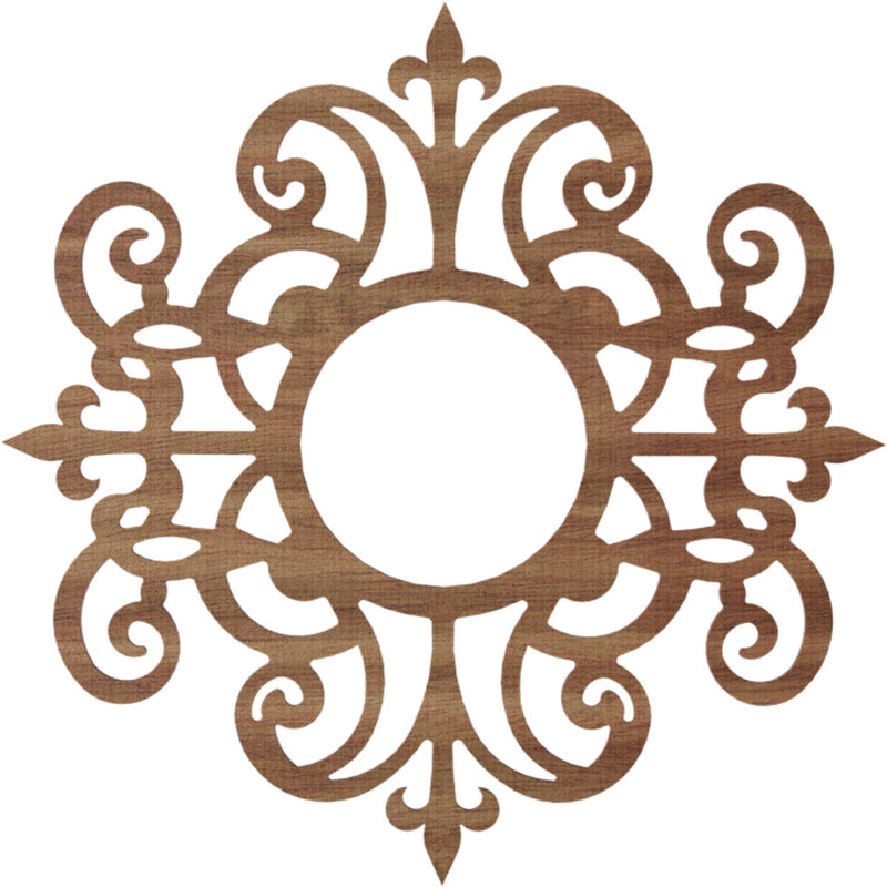 26"OD x 8 1/2"ID x 1/4"T Dijon Wood Fretwork Pierced Ceiling Medallion, Alder, 22" H x 22" W x 0.38" D, Walnut