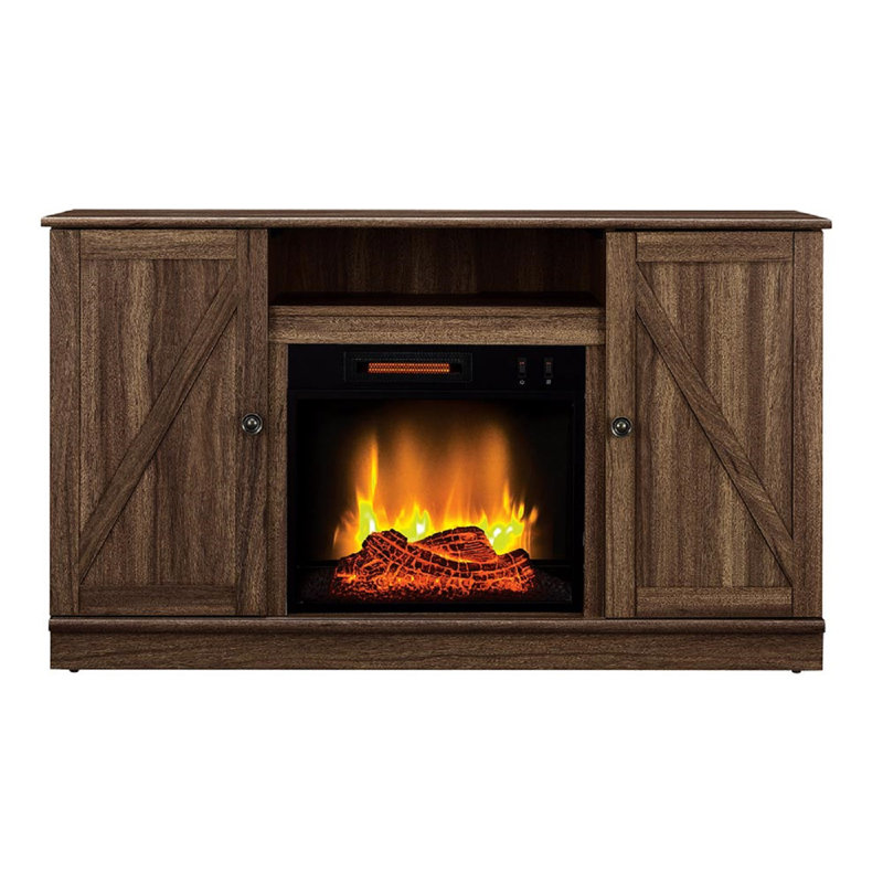 Alexander 48-In Electric Fireplace TV Stand in Weathered Brown with 18-in Electric Firebox Heater
