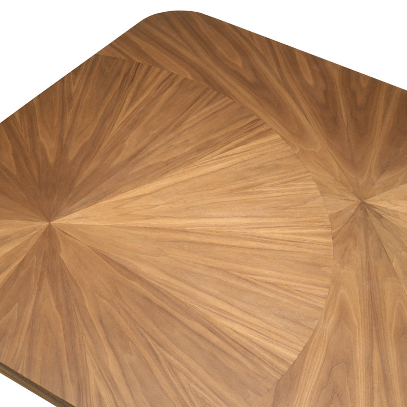 Dining Table Rucello Light Walnut Veneer Bronze Finish