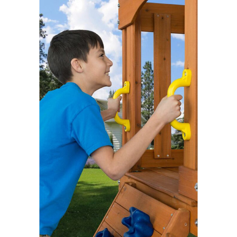 Yellow Plastic Playset Safety Handles with Grooved Design