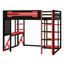 Lit mezzanine avec bureau d'étude, tablette de rangement et prise de courant-652058563