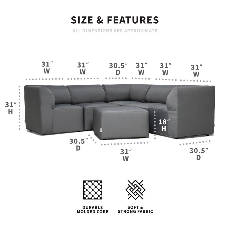 Canapé modulaire d'extérieur 6 pièces Big Joe, Granit pâle, 6