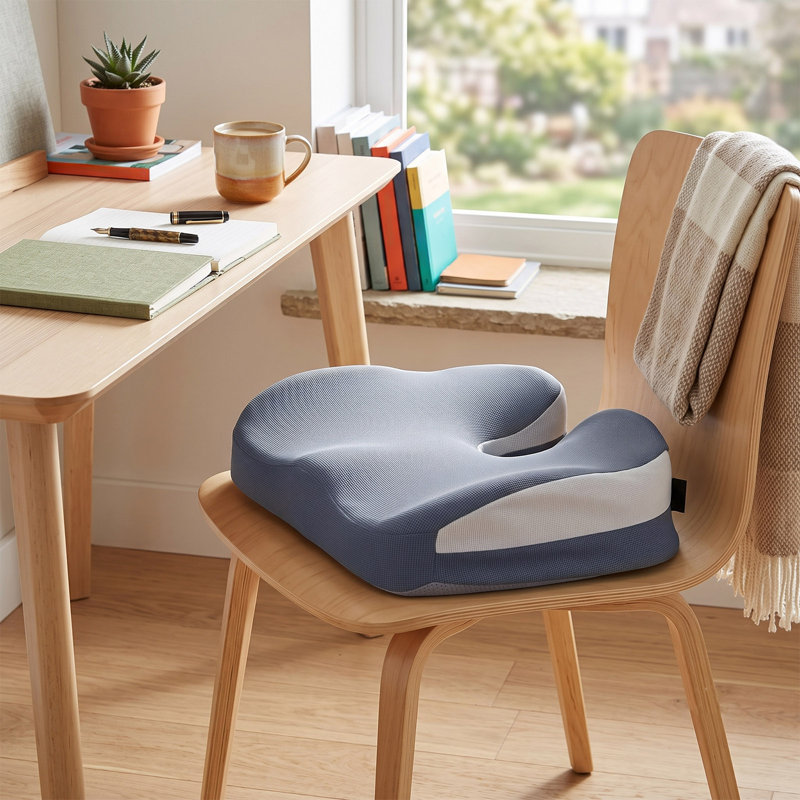 Memory Foam Seat Cushion with Removable Cover, Grey