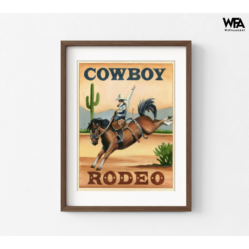 Cowboy Rodeo par Ethan Harper, décoration de bureau cheval mignon, art mural chambre d'enfant, idée de décor de bureau Far West