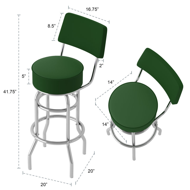 Tabouret 31 non fini, Vert / cadre argenté