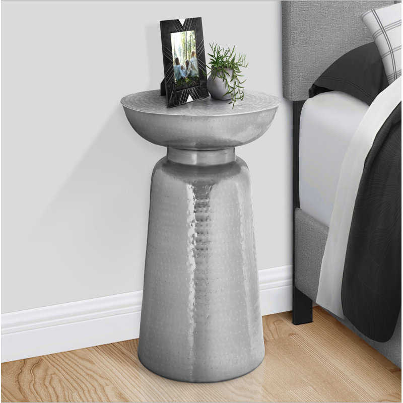 Table de bout cylindrique en acier Abdisamad, Chrome
