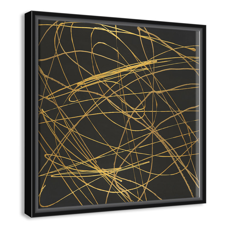 Golden Pathway - cadre flottant, reproduction d'art sur toile, Cadre noir, H 16 po x l 16 po x P 2 po