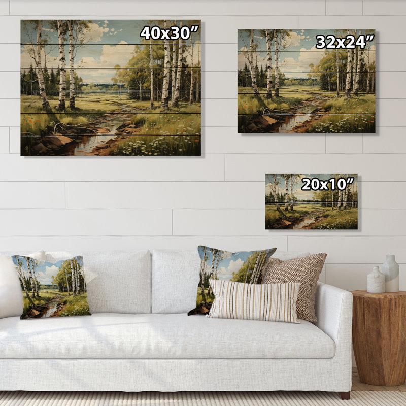 Kaliana Birch Tree Whispers Landscape II, impression sur bois, H 30 po x l 40 po x P 0,78 po