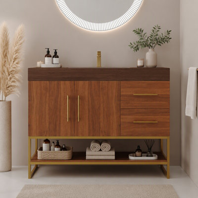 Freestanding Standard Free Standing Single Double Single Vanity Bathroom Vanity With Stone Top
