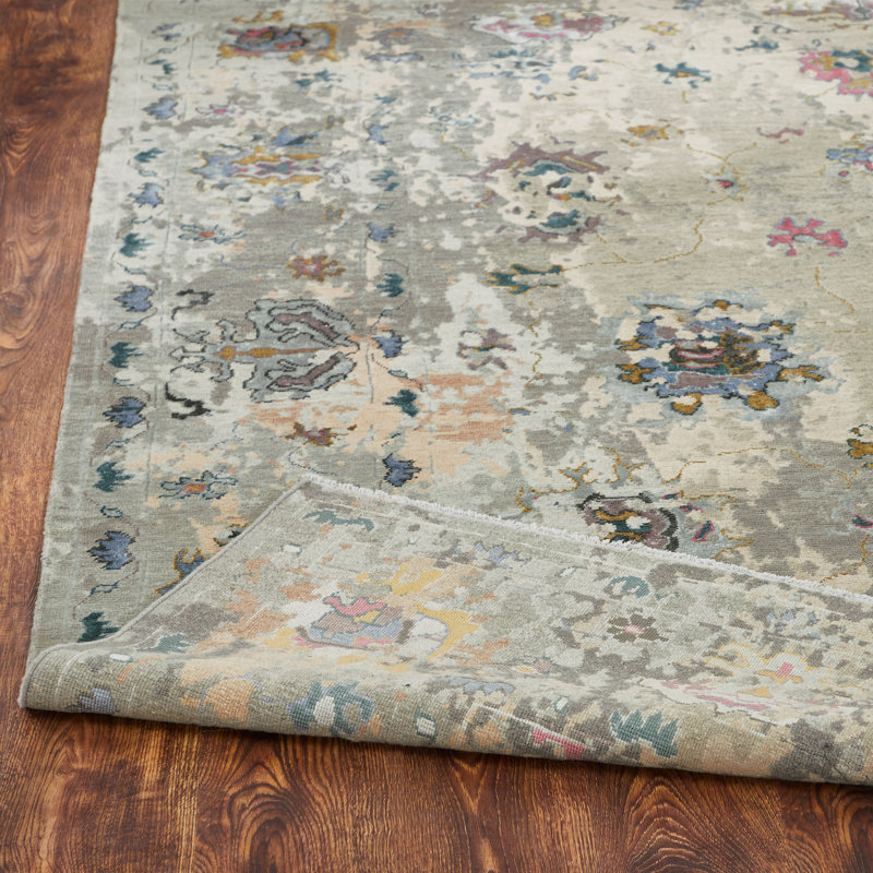 Illusion Weave Hand Knotted Abstract Area Rug, Rectangle 10' x 14'
