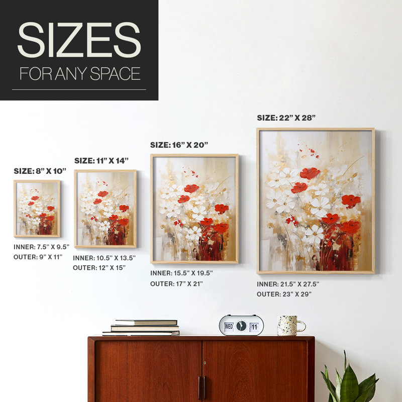 Reproduction encadrée FLORAL Series CCXCVII - bois massif, H 15 po x l 12 po