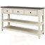 Console rétro avec deux tablettes ouvertes, structure en bois de pin massif et pieds pour le salon-591698271
