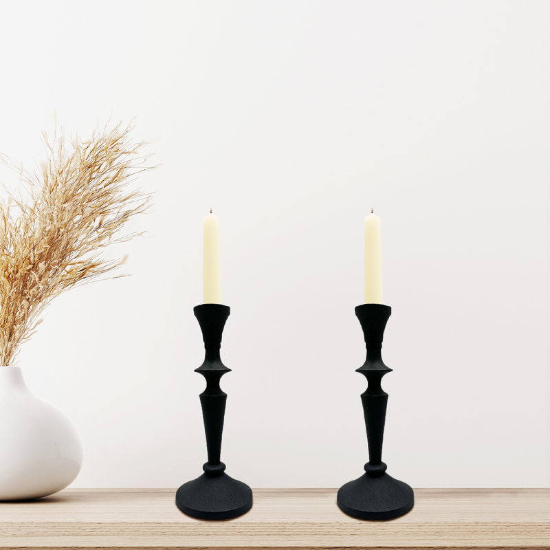 8'' H Aluminum Tabletop Taper Candlestick, Gray